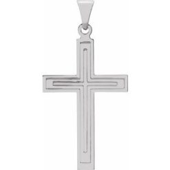 R4024 / Pendant / 14K White / 28 X 18 Mm / Polished / Cross Pendant