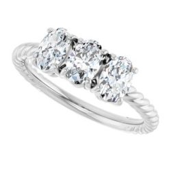 71833 / Set / 14K White / 3-Stone / Oval / 8 X 6 Mm / Lab-Grown Diamond / Polished / 3 Ctw Lab-Grown Diamond 3-Stone Ring