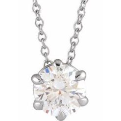 87126 / Necklace / Set / 14K White / Round / Natural Diamond / 5.9Mm :: 3/4 Ct / I1