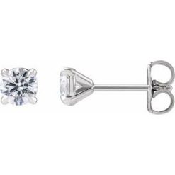 688988 / 14K White / Set / Round / Lab-Grown Diamond / Pair / 4.5Mm :: 3/4 Ctw / Si1-Si2