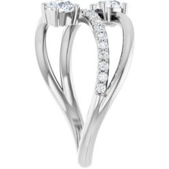 123712 / Ring / Set / 14K White / Lab-Grown Diamond / Round / 4.1 Mm / Lab-Grown Diamond / Polished / 3/4 Ctw Lab-Grown Diamond 2-Stone Ring