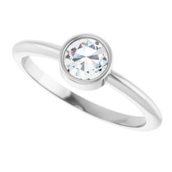 124640 / Ring / Set / 14K White / Natural Diamond / Round / 5 Mm / Polished / 3/8 Ct Natural Diamond Solitaire Rose-Cut Stackable Ring