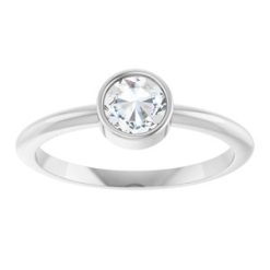 124640 / Ring / Set / 14K White / Natural Diamond / Round / 5 Mm / Polished / 3/8 Ct Natural Diamond Solitaire Rose-Cut Stackable Ring