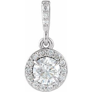 86679 / Pendant / Set / 14K White / Round / Lab-Grown Diamond / 4.5Mm :: 3/8 Ctw / Lab-Grown Diamond / Si1-Si2