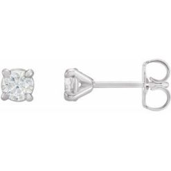 88027 / 14K White / Set / Round / Natural Diamond / Pair / 4Mm :: 3/8 Ctw / I1