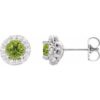86839 / Earring / Set / Natural Peridot / Round / 5.5 Mm / 14K White / Natural Diamond / Pair / Friction Backs Included / Polished / Natural Peridot And 1/4 Ctw Natural Diamond Earrings