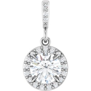 86679 / Pendant / Set / 14K White / Round / Lab-Grown Diamond / 5.5Mm :: 5/8 Ctw / Lab-Grown Diamond / Si1-Si2