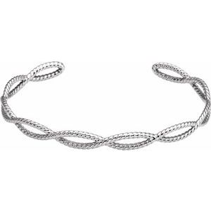 Brc760 / Bracelet / 14K White / 6 1/4 In / Polished / Rope Cuff Bracelet