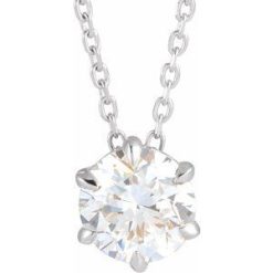 87126 / Necklace / Set / 14K White / Round / Lab-Grown Diamond / 6Mm :: 7/8 Ct / Vs