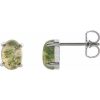 88708 / 14K White / Set / Oval / Natural Moss Agate / Pair / 7 X 5 Mm / Friction / Friction Backs Included / 4-Prong / Polished / Natural Moss Agate Cabochon 4-Prong Stud Earrings