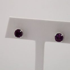 86553 / 14K White / Set / Round / Natural Amethyst / Pair / 6 Mm / Friction / Friction Backs Included / 4-Prong / Polished / Natural Amethyst Rope Earrings With Backs