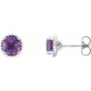 86553 / 14K White / Set / Round / Natural Amethyst / Pair / 6 Mm / Friction / Friction Backs Included / 4-Prong / Polished / Natural Amethyst Rope Earrings With Backs