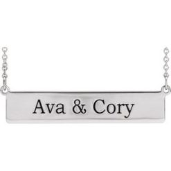 85778 / Necklace / Sterling Silver / 34 X 6 Mm / 16 In / Polished / Be Posh Engravable Rectangle Necklace
