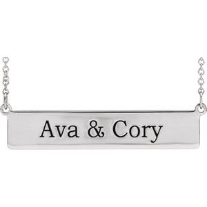 85778 / Necklace / Sterling Silver / 34 X 6 Mm / 16 In / Polished / Be Posh Engravable Rectangle Necklace