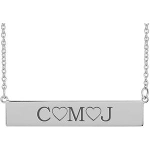 85778 / Necklace / Sterling Silver / 34 X 6 Mm / 16 In / Polished / Be Posh Engravable Rectangle Necklace