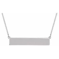 85778 / Necklace / Sterling Silver / 34 X 6 Mm / 16 In / Polished / Be Posh Engravable Rectangle Necklace