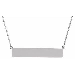 85778 / Necklace / Sterling Silver / 34 X 6 Mm / 16 In / Polished / Be Posh Engravable Rectangle Necklace