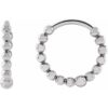 87534 / Earring / 14K White / 11 Mm / 2 Mm / Pair / Hinged / Polished / Beaded Hoop Earrings
