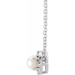 H+ / 18 In / Polished / Freshwater Cultured Pearl And .04 Ctw Diamond Necklace