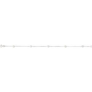 Brc1880 / Bracelet / Set / 14K White / Pearl / Cultured White Freshwater Pearl / 4.0-4.5 Mm / 7 In / Polished / Cultured White Pearl Station Bracelet
