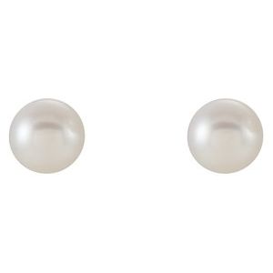 1608 / Earring / Set / Cultured White Freshwater Pearl / Pearl / 6.0-6.5 Mm / 14K White / Pair / Friction Backs Included / Polished / Cultured White Freshwater Pearl Earrings