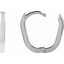 88098 / Earring / Sterling Silver / 14 X 10 Mm / 1.6 Mm / Pair / Hinged / Polished / Elongated Oval Huggie Earrings