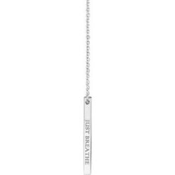87619 / Necklace / 14K White / 4-Sided / 25 X 2.5 Mm / 16-18 In / Polished / Engravable Four-Sided Vertical Bar Necklace