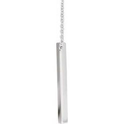 87619 / Necklace / Sterling Silver / 3-Sided / 35 X 3 Mm / 16-18 In / Polished / Engravable Three-Sided Bar Necklace