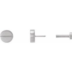 86608 / Earring / 14K White / 4.9 Mm / Pair / Tension Back Included / 4 Mm / Polished / Geometric Earrings With Press Fit Closure