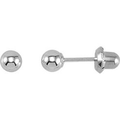21505 / 14K White Gold-Plated 14K Yellow Gold / 4 Mm / Pair / Piercing Backs Included / Polished / Inverness Ball Stud Piercing Earrings