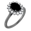 71606 / Ring / Set / 14K White / Lab-Grown Alexandrite / Oval / 8 X 6 Mm / Natural Diamond / Polished / Lab-Grown Alexandrite And 3/8 Ctw Natural Diamond Halo-Style Ring