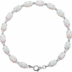 651635 / Bracelet / Set / 14K White / Oval / Lab-Grown White Opal / 7 X 5 Mm / 7 1/2 In / Polished / Lab-Grown Opal Bracelet