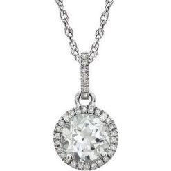 651301 / Necklace / Set / 14K White / Round / Lab-Grown White Sapphire / 7Mm :: 1/10 Ctw / Natural Diamond / I1-I2