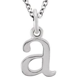 85780 / Necklace / 14K White / Initial A / 8.84 X 5 Mm / 16 In / Polished / Lowercase Initial Necklace