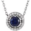 86066 / Necklace / Set / 14K White / Round / Natural Blue Sapphire / 4.5Mm :: 0.05 Ctw / Natural Diamond / I1