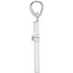 R42326 / Pendant / Set / 14K White / Round / Natural Emerald / 1.25 Mm / Polished / Cross Pendant