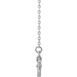 R42355 / Necklace / Set / 14K White / Round / Natural Emerald / 2 Mm / 16-18 In / Polished / May Sideways Cross Adjustable Necklace