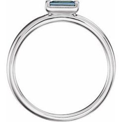 71882 / Ring / Set / 14K White / Natural London Blue Topaz / Straight Baguette / 5 X 2.5 Mm / Polished / Natural London Blue Topaz Stackable Ring
