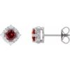 653713 / Earring / Set / Natural Mozambique Garnet / Round / 4.5 Mm / Sterling Silver / Natural Diamond / Pair / Friction Backs Included / Polished / Natural Mozambique Garnet And .08 Ctw Natural Diamond Earrings