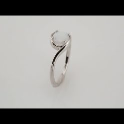 71980 / Ring / Set / Sterling Silver / Natural White Opal / Round / 6 Mm / Polished / Natural White Opal Bypass Ring