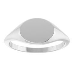 51551 / Sterling Silver / Oval / 10 X 8 Mm / Brush / Polished / Signet Ring