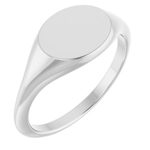 51551 / Sterling Silver / Oval / 10 X 8 Mm / Brush / Polished / Signet Ring