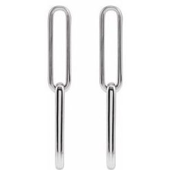 688762 / Earring / 14K White / 33.85 X 4.95 Mm / Pair / Friction Back Included / Polished / Paperclip-Style Earrings