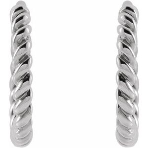 87586 / Earring / 14K White / 11 Mm / 1.65 Mm / Pair / Hinged / Polished / Twisted Rope Hoop Earrings