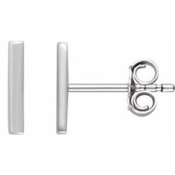 651868 / Earring / 14K White / 8.7 X 1.8 Mm / Pair / Friction Backs Included / Polished / Bar Earrings