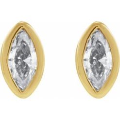 88234 / Earring / Set / Natural Diamond / Marquise / 2.5 X 1.25 Mm / 14K Yellow / Each / Tension Back Included / 6 Mm / Polished / .02 Ct Natural Diamond Bezel-Set Earring With Press Fit Back