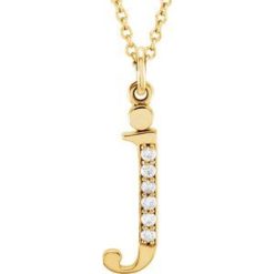 85803 / Necklace / Set / 14K Yellow / Initial J / Natural Diamond / Round / 1 Mm / I1