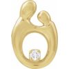 63910 / Pendant / Set / 14K Yellow / 14.75 X 10 Mm / Polished / .03 Ct Natural Diamond Mother And Child Slide Pendant