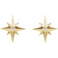 G-H / Friction / Friction Backs Included / 4-Prong / Polished / .03 Ctw Natural Diamond Star Earrings