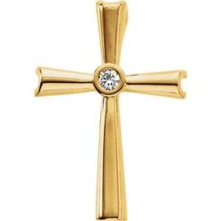 R80065 / Pendant / Set / 14K Yellow / Round / Natural Diamond / 2.2Mm :: 0.04 Ct / Si1